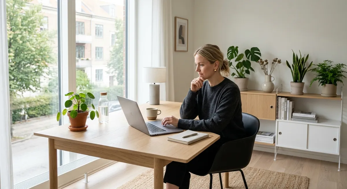 En person der arbejder på sin bærbare computer og undersøger hvad et webhotel koster